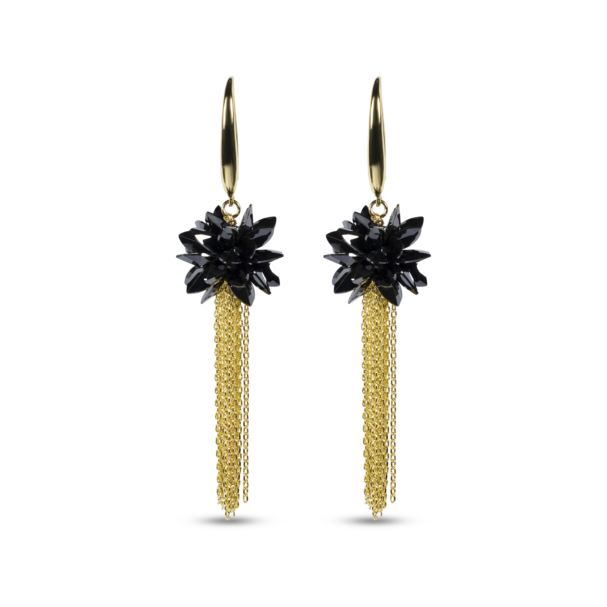 Black Flower Fall Earrings