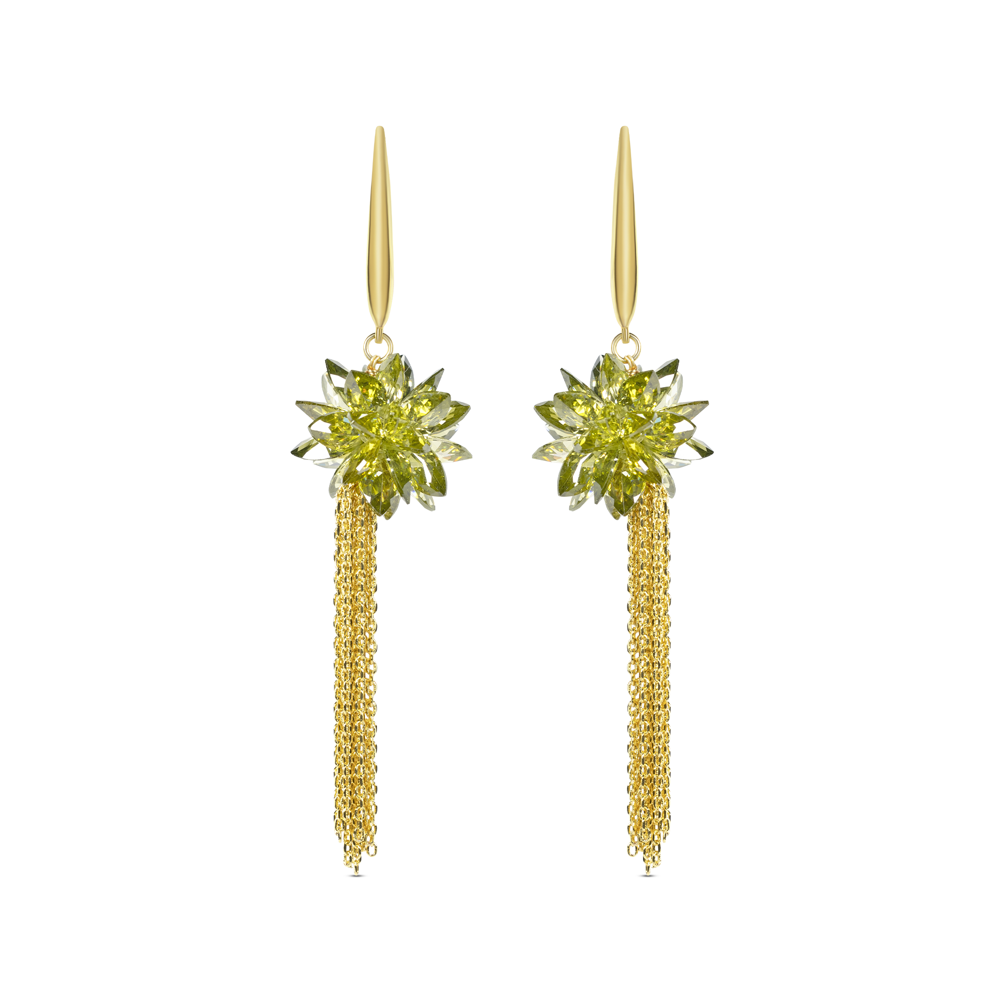 Green Flower Fall Earrings