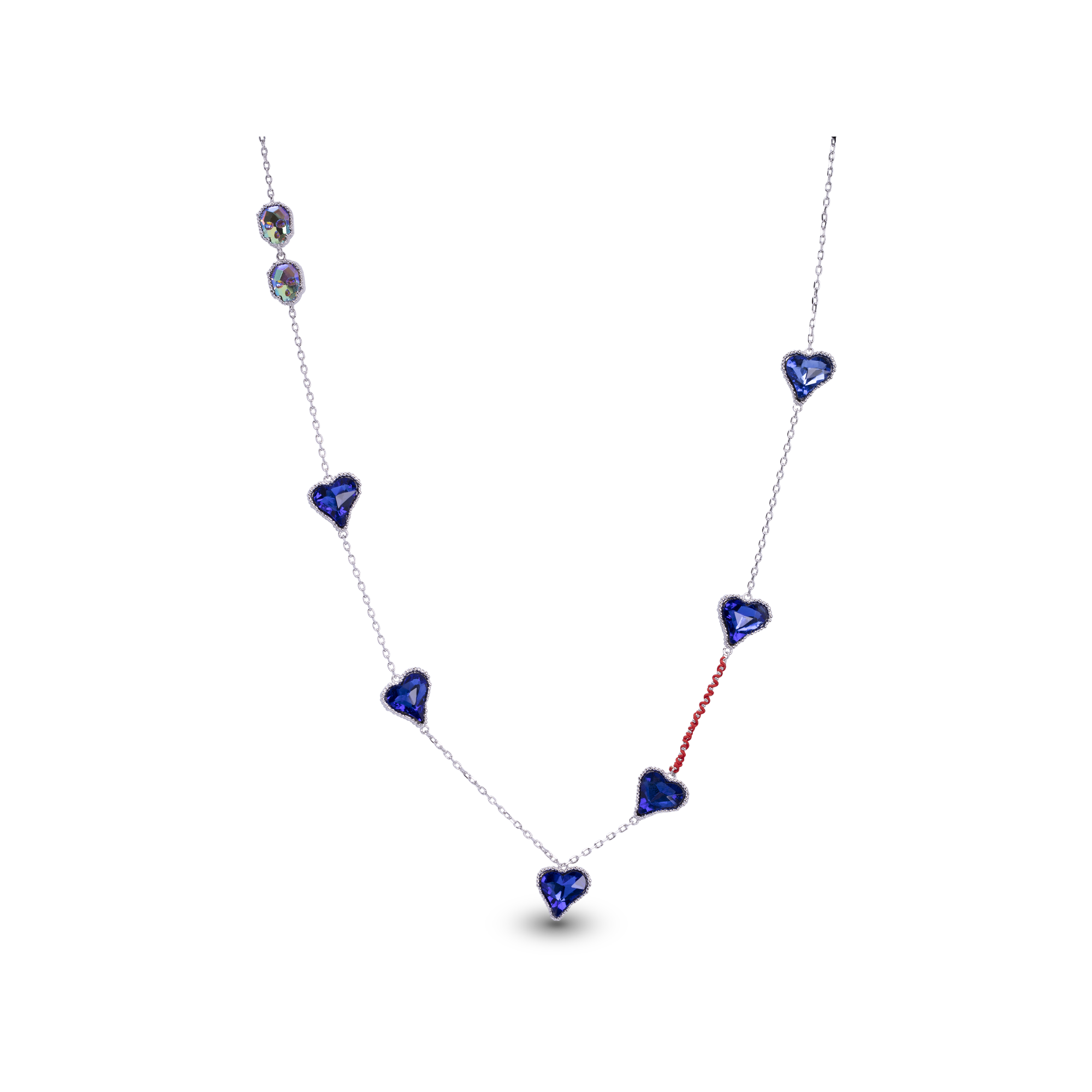 Multi Blue Heart Necklace