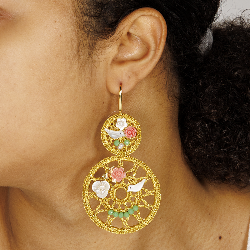 Dreamcatcher gold earrings
